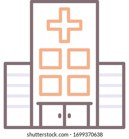 Vector flat icon illustration of a healthcare building. Health facilities.