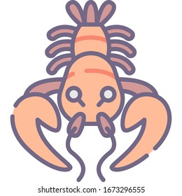 Vector flat icon illustration of a lobster. Animals and fauna concept.