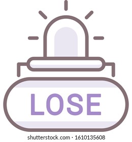 Vector flat icon illustration of lose siren flasher. Casino gambling game concept.