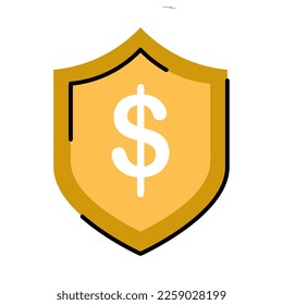 Vector flat icon illustration money protection, financial saving insurance, safe business economy concept