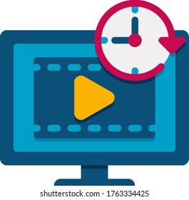 Vector flat icon illustration of movie marathon. Stay at home during quarantine.