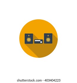 Vector flat icon illustration music center with long shadow