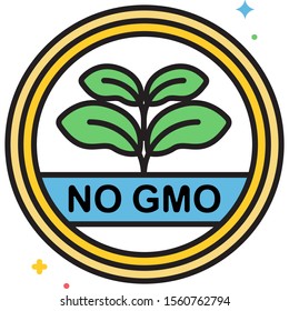 Vector flat icon illustration of non GMO ingredients product label