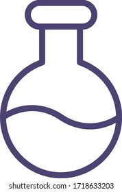 Vector flat icon illustration of round bottom or RB flask. Laboratory glassware. Medical and healthcare concept.