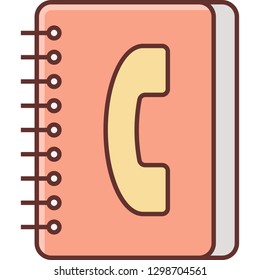 Vector flat icon illustration of spiral bound phone book