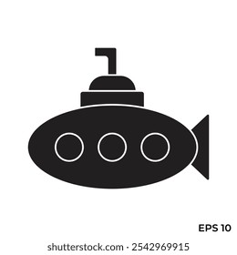 vector flat icon illustration of submarine
