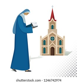 Vector flat icon illustration of symbolizing Catholicism. Colorful objects on a transparent background.