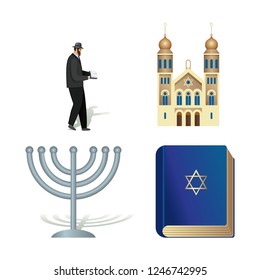 Vector flat icon illustration of symbolizing Judaism. Colorful objects on a transparent background.