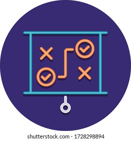 Vector flat icon illustration of tactical. Tactics presentation on projector board.