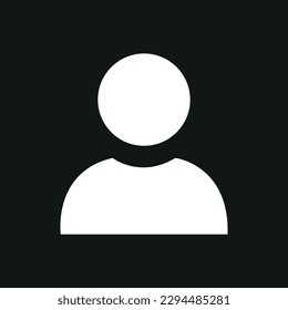 Vector flat icon. Isolated user profile. Avatar. Silhouette of a man or woman. White silhouette on a black background. Perfect for social media, messengers, stories or your ad.