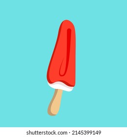 vector flat icon juicy fresh cold red ice cream on a bright blue background
