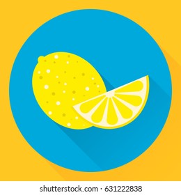 vector flat icon lemon, yellow, blue