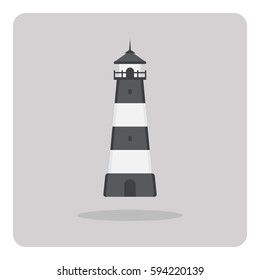 Vector of flat icon, Lighthouse building on isolated background