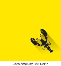 Vector Flat Icon of lobster. Isolated on stylish color background. Element with a long shadow.