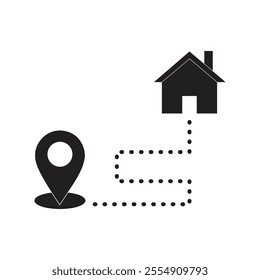 vector flat icon of location to home