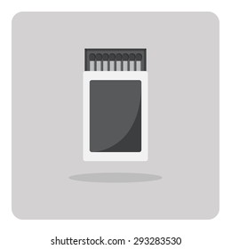 Vector of flat icon, match box on isolated background