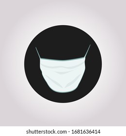 Vector de icono plano, máscara médica para protección en fondo aislado