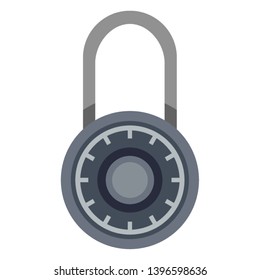 Vector Flat Icon - Metal Round Combination Padlock