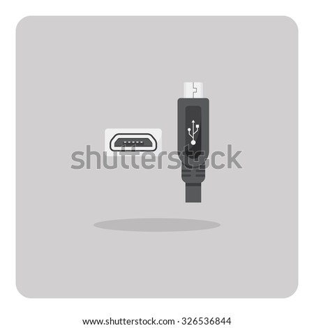 Vector of flat icon, Micro USB connector on isolated background