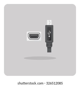 Vector of flat icon, Mini USB connector on isolated background