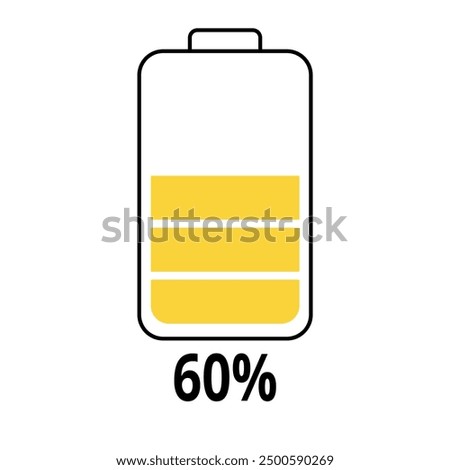 Vector flat icon of mobile phone battery charging bar at 60%.