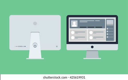 Vector flat icon of modern computer illustration from front view