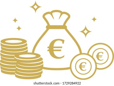 Vector flat icon of money in euros