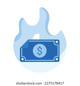 Vector flat icon Money is in the fire