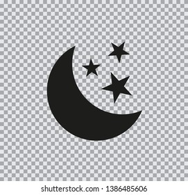 Vector flat icon of moon black on transparent background