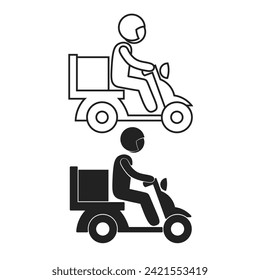 vector flat icon of motorbike courier delivering packages