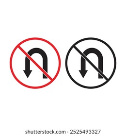 vector flat icon of no turning sign sign