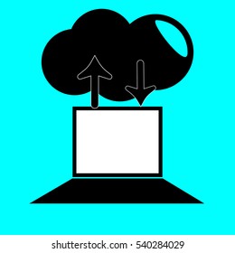 Vector flat icon notebook with cloud. Concept saved information. 