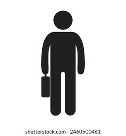 vector flat icon of office worker person with suitcase bag