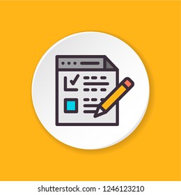 Vector flat icon online testing. Button for web or mobile app. UI/UX user interface.