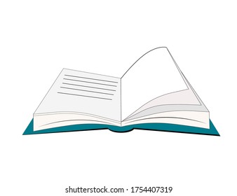 Vector flat icon of an open book (notebook, diary) isolated on a white background.