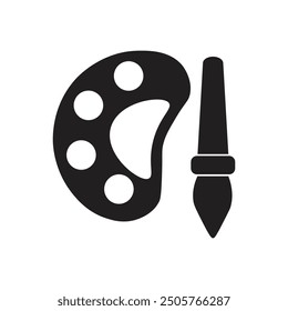 vector flat icon of painting color palette with painting brush