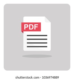 Vector of flat icon, PDF portable document format file on isolated background.