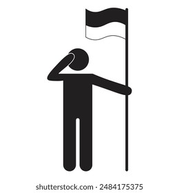 Vector de personas saludando juntas sosteniendo una bandera