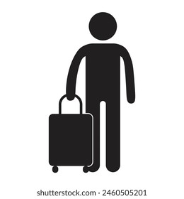 vector flat icon of person carrying suitcase