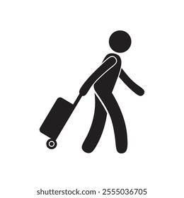 vector flat icon of a person carrying luggage