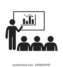 Icono plano de Vector de una persona dando una presentación