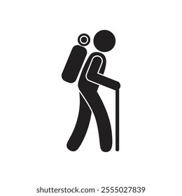vector flat icon of a person hiking
