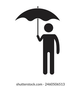 vector flat icon of person holding an umbrella