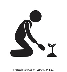 vector flat icon of a person planting a tree plant