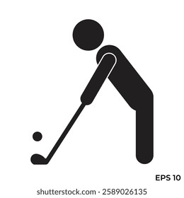 vector flat icon of person playing golf