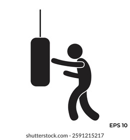 vector flat icon of person practicing punching bag