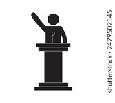 vector flat icon of a person speaking on a pulpit