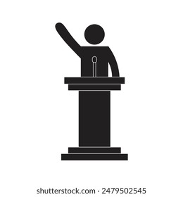Vektorgrafik-Flat-Icon einer Person, die auf einer Kanzel spricht