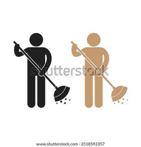 vector flat icon of a person sweeping