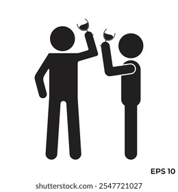 vector flat icon of a person toasting a drink in a glass